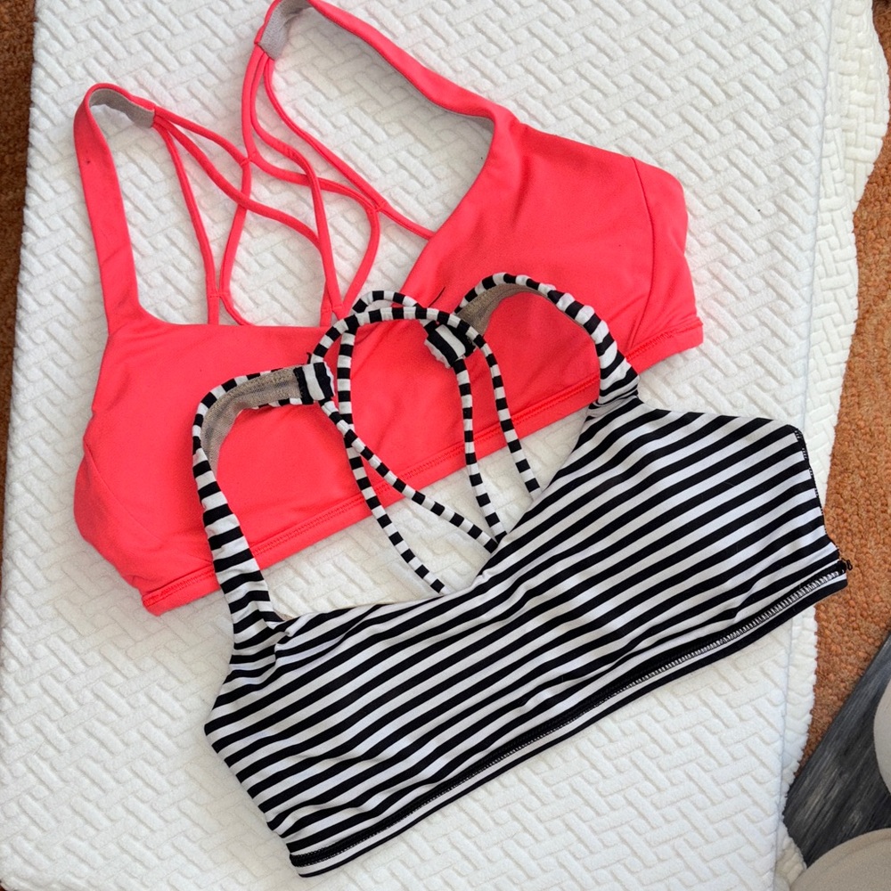 lululemon athletica Orange and Black Striped Sports Bra